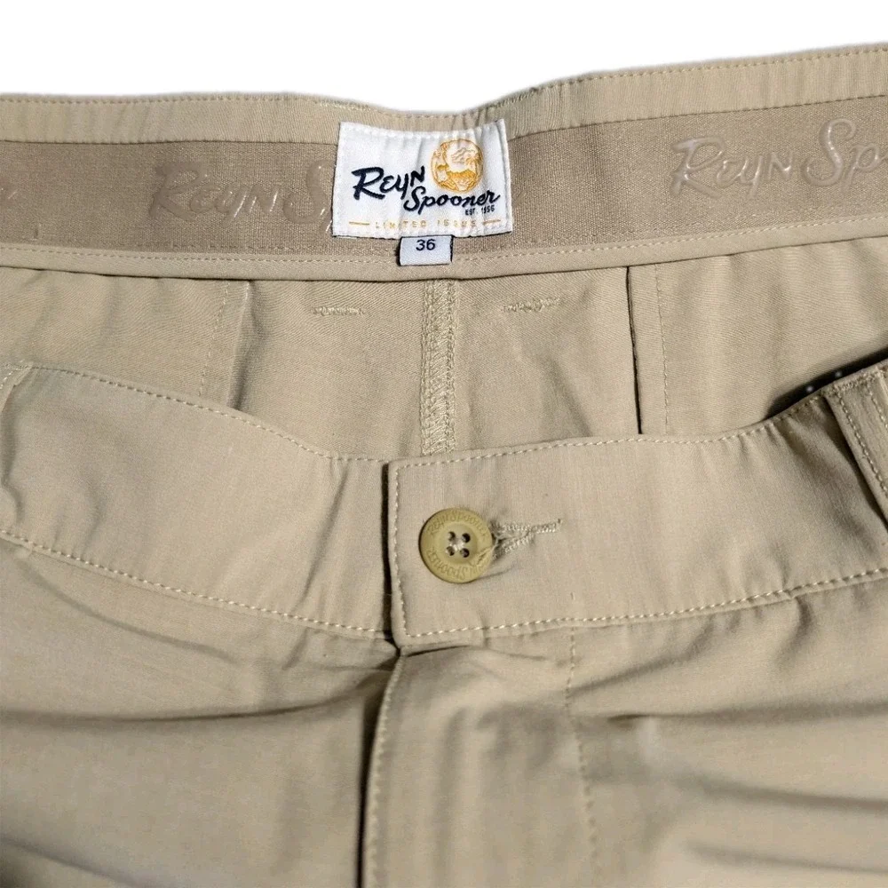 Reyn Spooner Golf Shorts Mens 36 Beige Stretch Performance Flat Front 8.5 Inseam